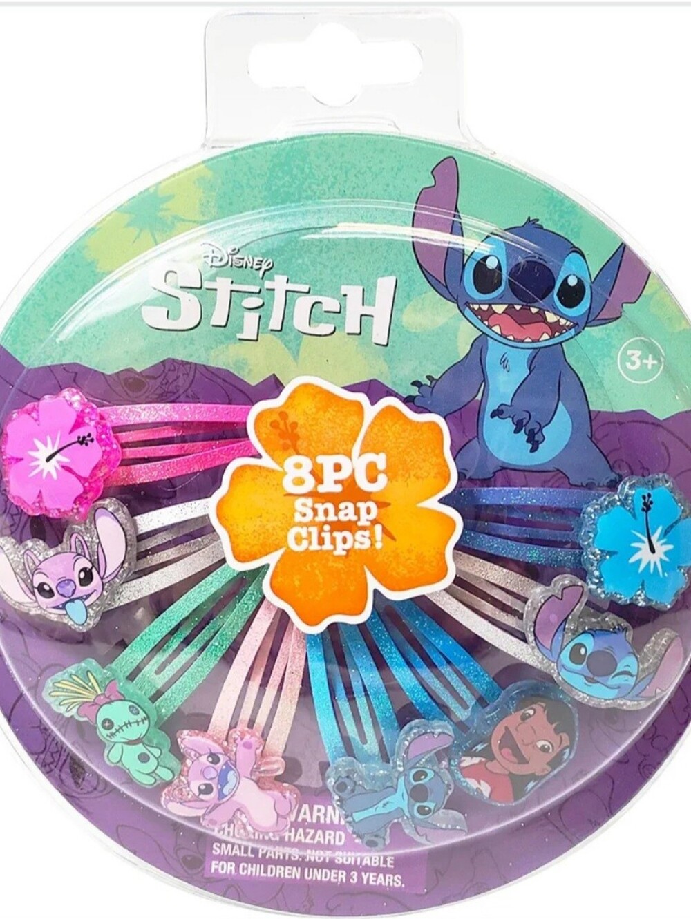 Disney - Stitch Kids Hair Clips for Girls Snap Clips 8 Pack Multi Color NEW
